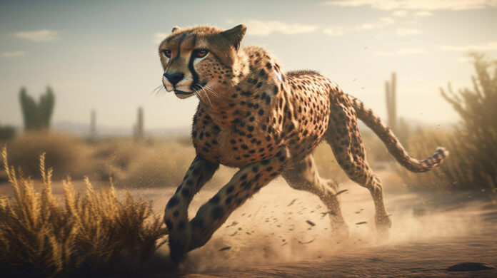 cheetah running desertgenerative ai