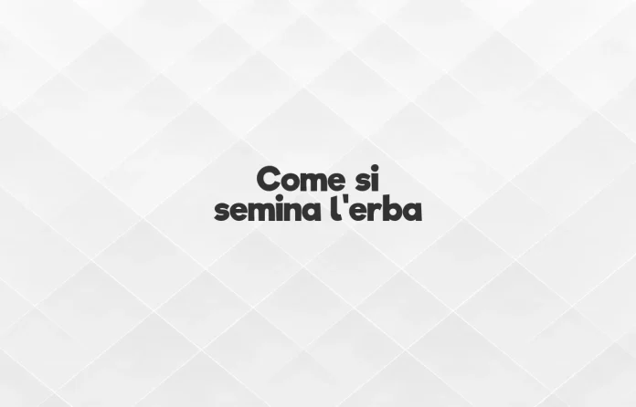 Come si semina lâ€™erba